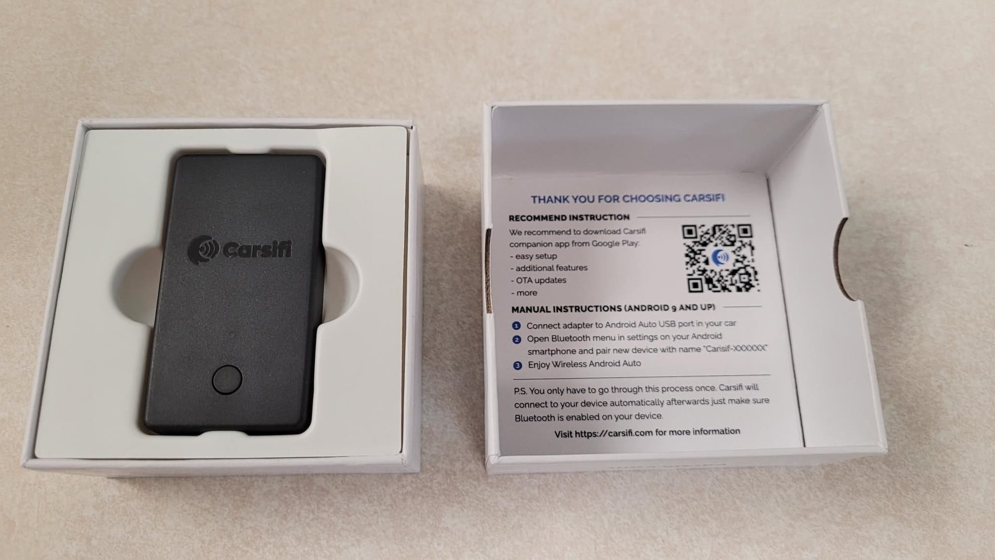 My Carsifi wireless Android Auto adapter showed up today - first