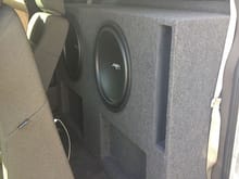 The 2 Skar Audio VVX 15s in the box, in the truck. Before Amp.