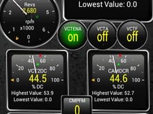VARIABLE CAM / PHASER monitoring screen in Torque Pro