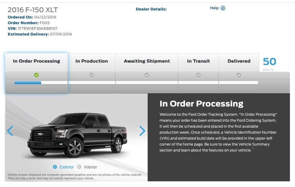 Tracking a ford truck order #3