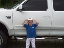 my son is just as tuff as the truck as u can see
