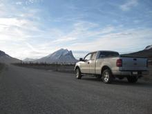 Morning view of Mt Sukakpak and the Pipe Line from the north on the Dalton Hwy, Alaska.