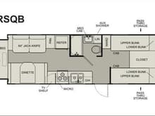 25CRSQB Floorplan... Four bunks, lots of counter space. Cozy.
