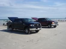 My truck and Pop's F120 on the beach at Port Aransas, Tx. I had a AS 2&quot; spacer and a Skyjacker 1.5&quot; AAL.