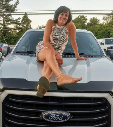 My shoeless wife with my 2017 F-150