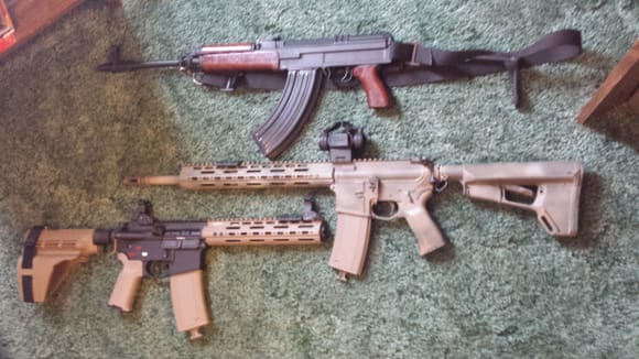 Top to bottom: Century Arms VZ2008, Windham Weaponry Heavy Barrel Carbine, Spike's Tactical AR pistol