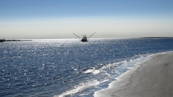 Shrimp trawler coming in from the Gulf.