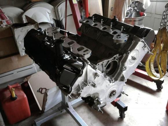 on engine stand, pp 4.6 to 5.4 adapter plates installed