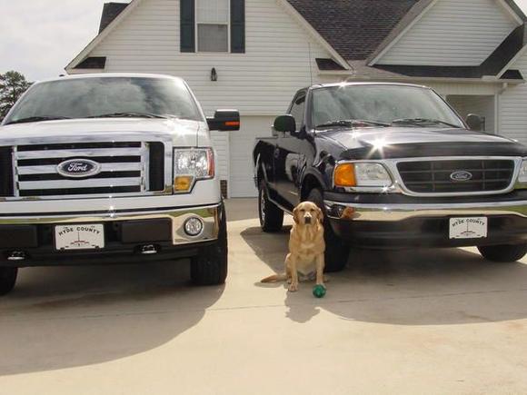 My trucks and my riding buddy (Henry).