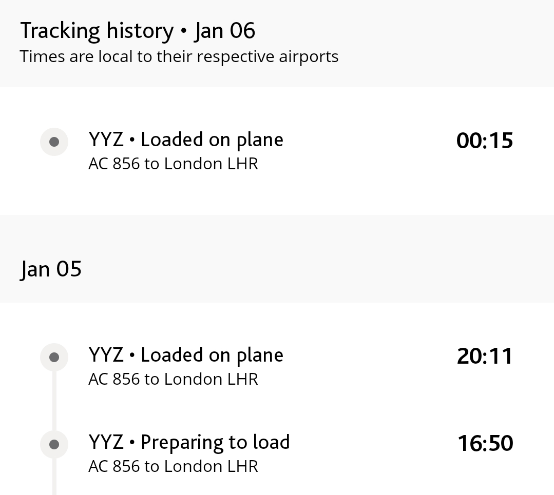 Ac baggage sales tracking