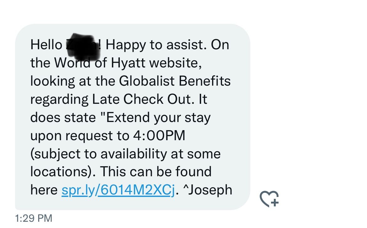 World of Hyatt Globalist late checkout bogus and inconsistent Page