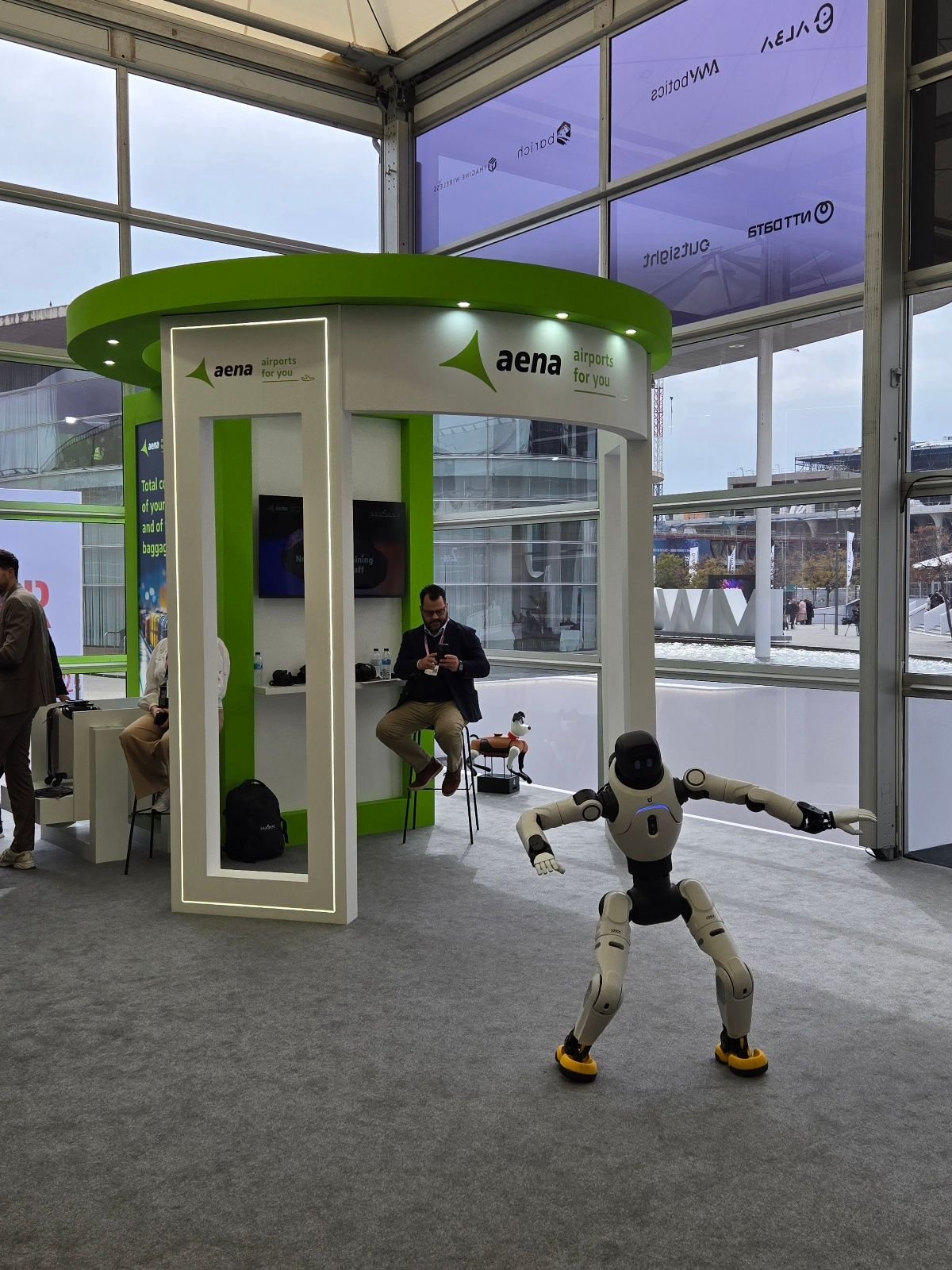 Aena booth with dancing robot