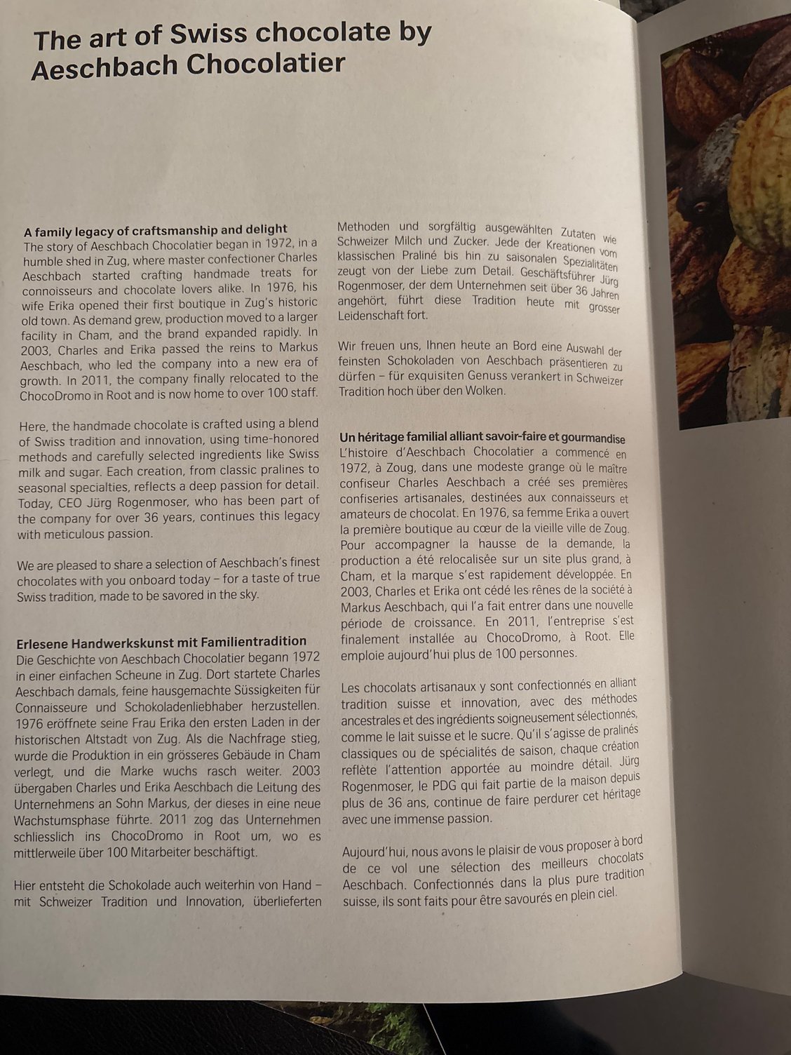 Chocolate was great - I hope they keep it