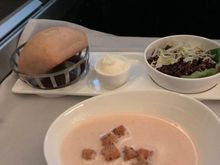 Truffle Sunchoke soup. Didn’t know what sunchoke is and neither did IFL. Google informs me it is Jerusalem artichoke. The soup was delicious, creamy and the croûtons added a nice crunch.
