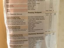 Laundry pricelist