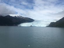 Kenai glacier — a mile across over land, not sea, thus retreats rarely.