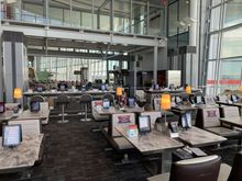 There were literally thousands of seats to choose from in the hammerhead area of Terminal 1. The closest people to us were over a hundred metres away.