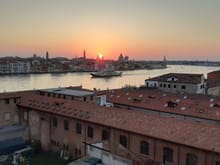 Sunrise over Guidecca canal from my Hilton Venice room
