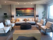 Lounge area at one end of restaurant