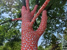 Kusama loves her polka dots and often calls herself one dot in a sea of dots.