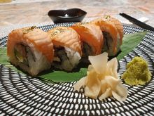 Salmon roll with avocado and cucumber