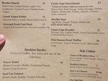 Breakfast menu with some $18 "bundles"