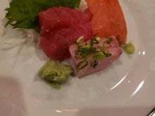 Tuna, salmon and yellowtail sashimi 
