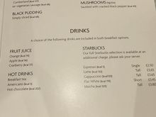 Breakfast menu.