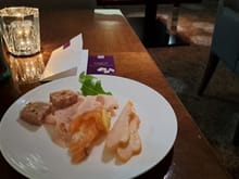 A selection of pate, salmon and cold meats in the evening hours service in the executive lounge. Deserts ( similar to afternoon tea deserts also). Good selection of hot items ( photos did not turn out that well)