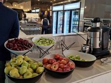 Solid fruit for breakfast, and baristas 