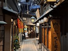 Restaurant street below Umeda skybuilding ( 11 am before opening) with some christmas decorations