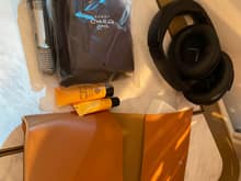 Opening the kit reveals standard contents - moisturisers, toothcare, and socks with an eye mask