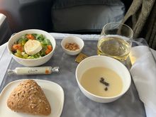 Some kind of soup (it was good), some kind of salad (bland) and then this tray was taken away before I could eat my roll!
