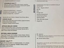 Coast Starlight breakfast and lunch menu.