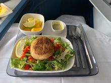 Crab cake salad snack pre-arrival yesterday into JFK