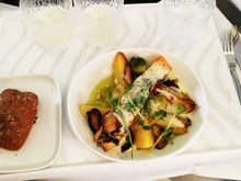 Main: salmon fillet (not trouts as the menu card reads), tasted better than it looks.  Pea risotto next to me looked and tasted good, but had nothing to do with risotto.