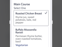 Menu choices from JFK-FCO next week