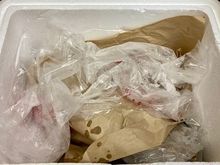 The dry ice bags and brown packing paper. 