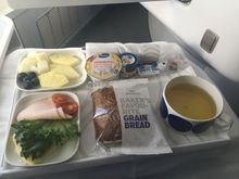 As I don’t like scrambled eggs on plane, requested cold items and sandwich, which was fullgrain bread with cheese