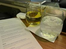 PDB of the real champagne (a blanc de blanc) despite being one of the last ones on the plane. The FAs were great and very proactive throughout the flight. 