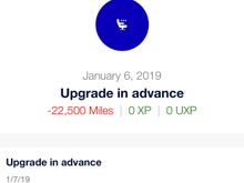 Cost of Upgrade from W to Z/award = 22,500 miles 
