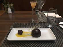 Chocolate Dome. Pretty good. 

Found the duck to be particularly good while the tomato soup (of the day) was, well, tomato soup. Nothing special.