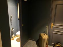 The room had a seperate toilet ( so none in the bathroom)