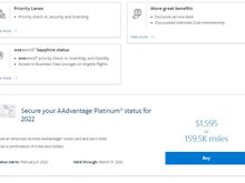 AA plat status offer screenshot in Gold account member's page