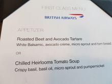 First Menu on 27th July