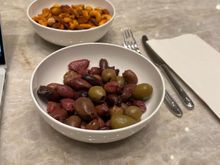 Bar snacks — nuts and olives. 
