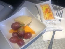 I asked if they had a spare cheese plate once they’d served the cabin. The smoked cheese was ok but the orange one less so. Not sure I’d be taking this over the sundae tbh. 