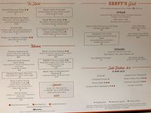 Beefys food menu (from board outside the restaurant)