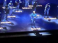 This was really cool. They projected the names of all the band and those projections followed everyone as they moved around.