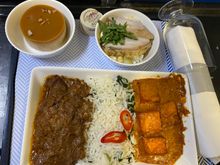 Lamb balti and paneer masala